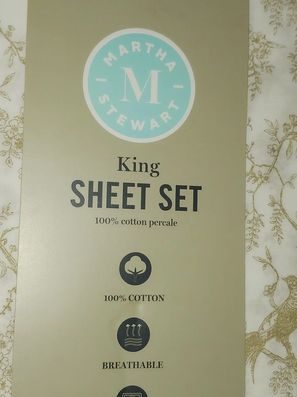 Martha Stewart King Sheet Set Birds Floral Nature 100% Cotton
